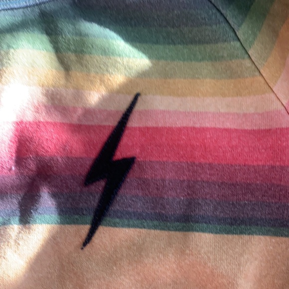 Aviator Nation striped crew neck sweatshirt with lightening bolt - Picture 2 of 4